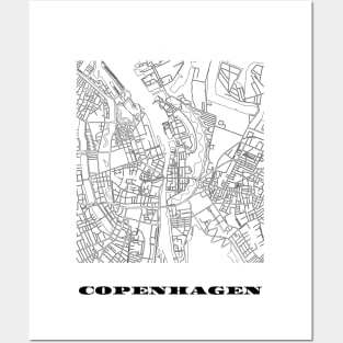 Map of Copenhagen, Denmark Minimalist Line Drawing Posters and Art